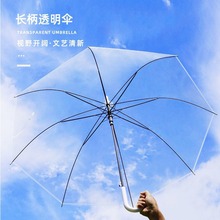 创意网红白色透明雨伞透明儿童伞直柄小清新ins女便携长柄伞批发