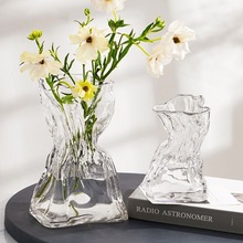 不规则玻璃花瓶透明水养鲜花客厅桌面插干花感ins风装饰摆件