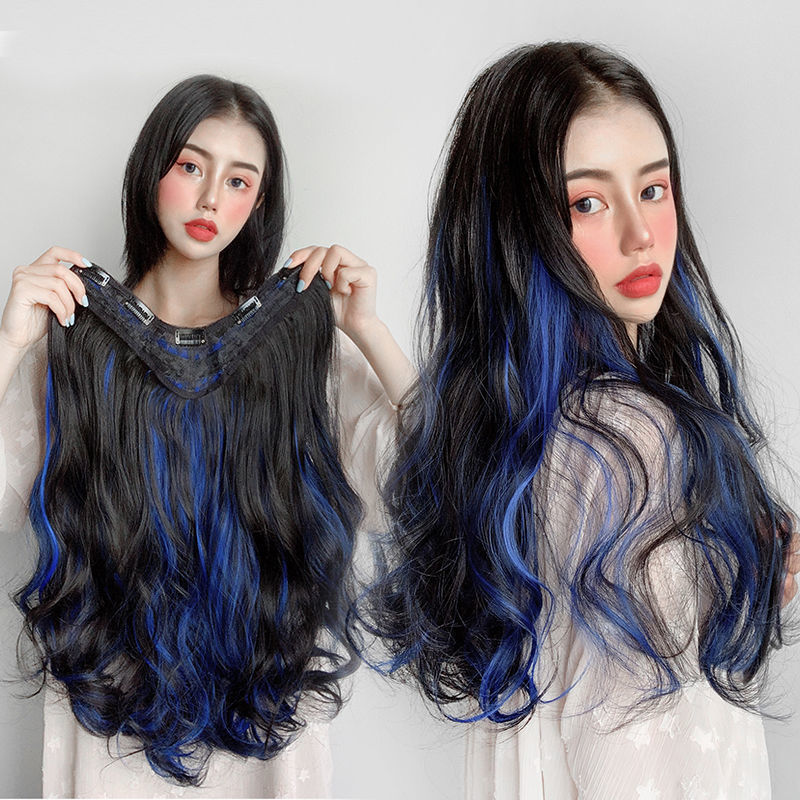 假发女长发假发片挑染一片式接发片渐变无痕仿卷发长发片彩色直发