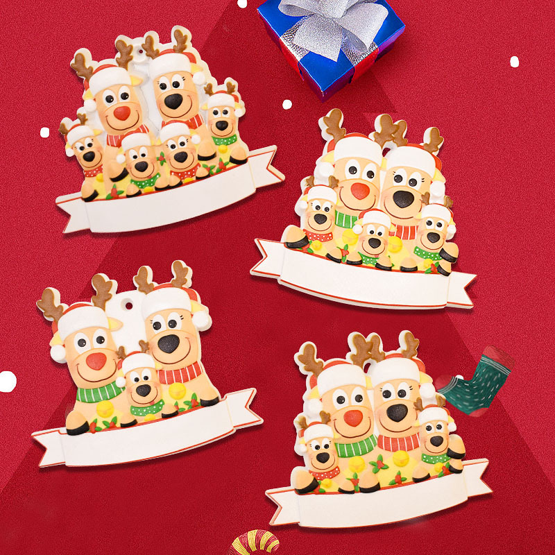 2023 New Cross-Border Amazon Christmas Reindeer Decoration Pendant Pp Resin Uv Printing Christmas Tree Ornaments