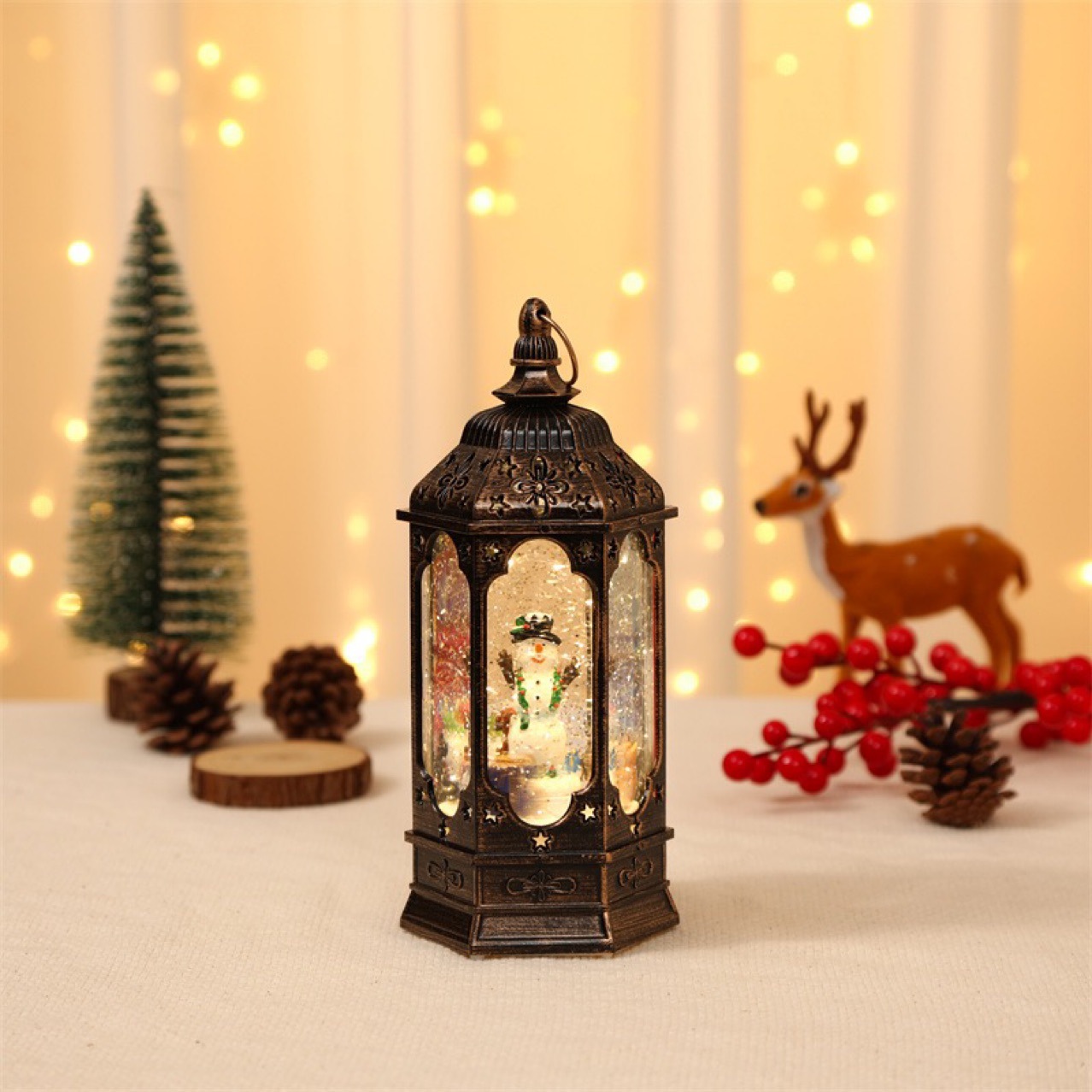 New Creative Christmas Children's Gift with Concert Rotating Resin Elderly Water Injection Oil Lamp Furnishings Ornaments