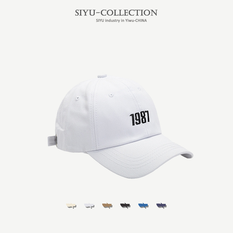 Japanese and Korean Style 1987 Retro Hat Female New Alphabet Peaked Cap Fashion Baseball Cap Student Male Fashion Sun Hat