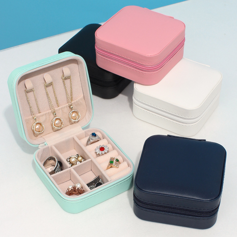 INS Style Simple and Convenient Jewelry Storage Box Necklace Earrings Small Jewelry Bag Travel Anti-Oxidation Jewelry Box