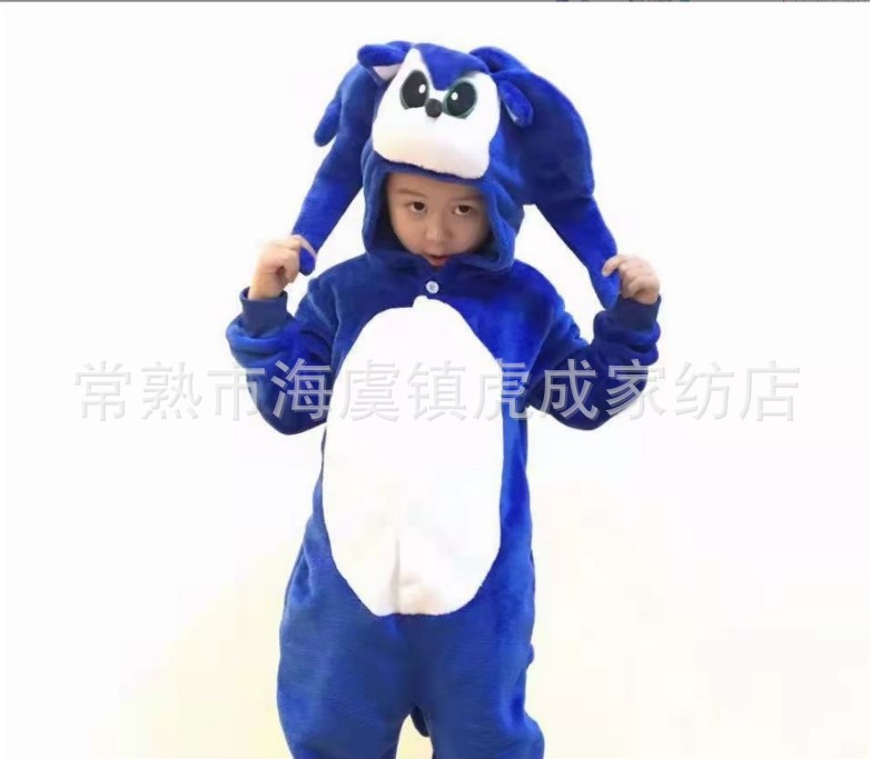 Cross-Border Foreign Trade Children's Animal Jumpsuit Romper Baby Autumn and Winter Flannel Gray Wolf Turtle Romper One-Piece Pajamas