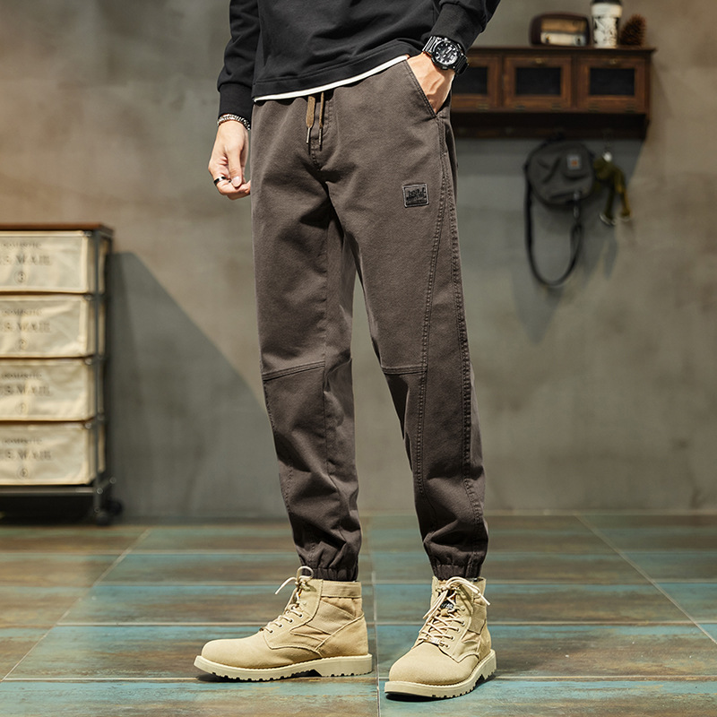 Workwear Pants Boys Spring 2023 New Loose Trendy Ankle Banded Slacks Handsome Man All-Matching Trousers Men