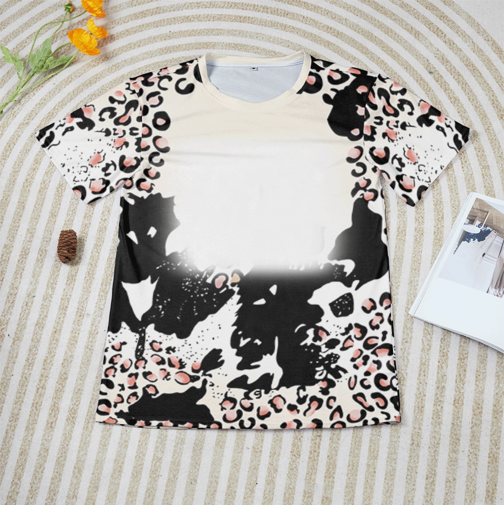 Leopard Pattern Tie-Dye T-shirt 230G Imitation Cotton Pull Frame 2022 Autumn New Loose Trendy Short Sleeve round Neck Top