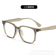 防蓝光眼镜女近视可配度数眼睛大框镜架TR平光素颜配镜茶色眼镜框
