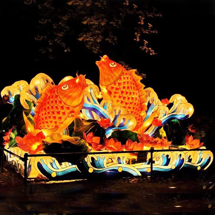 蝶恋花花灯设计制作公司专业批发春节元宵节鲤鱼造型传统手工灯笼