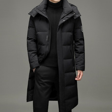 冬装新款男式羽绒服青年韩版时尚长款带帽拉链保暖开衫外套男风衣