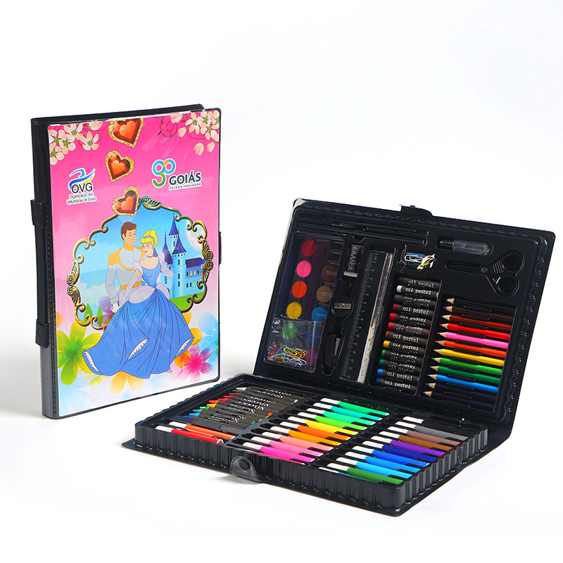 Children's Stationery 86-Piece Brush Combination Suit Drawing Device Crayon Watercolor Pen Gift Washable Art Painting Tools