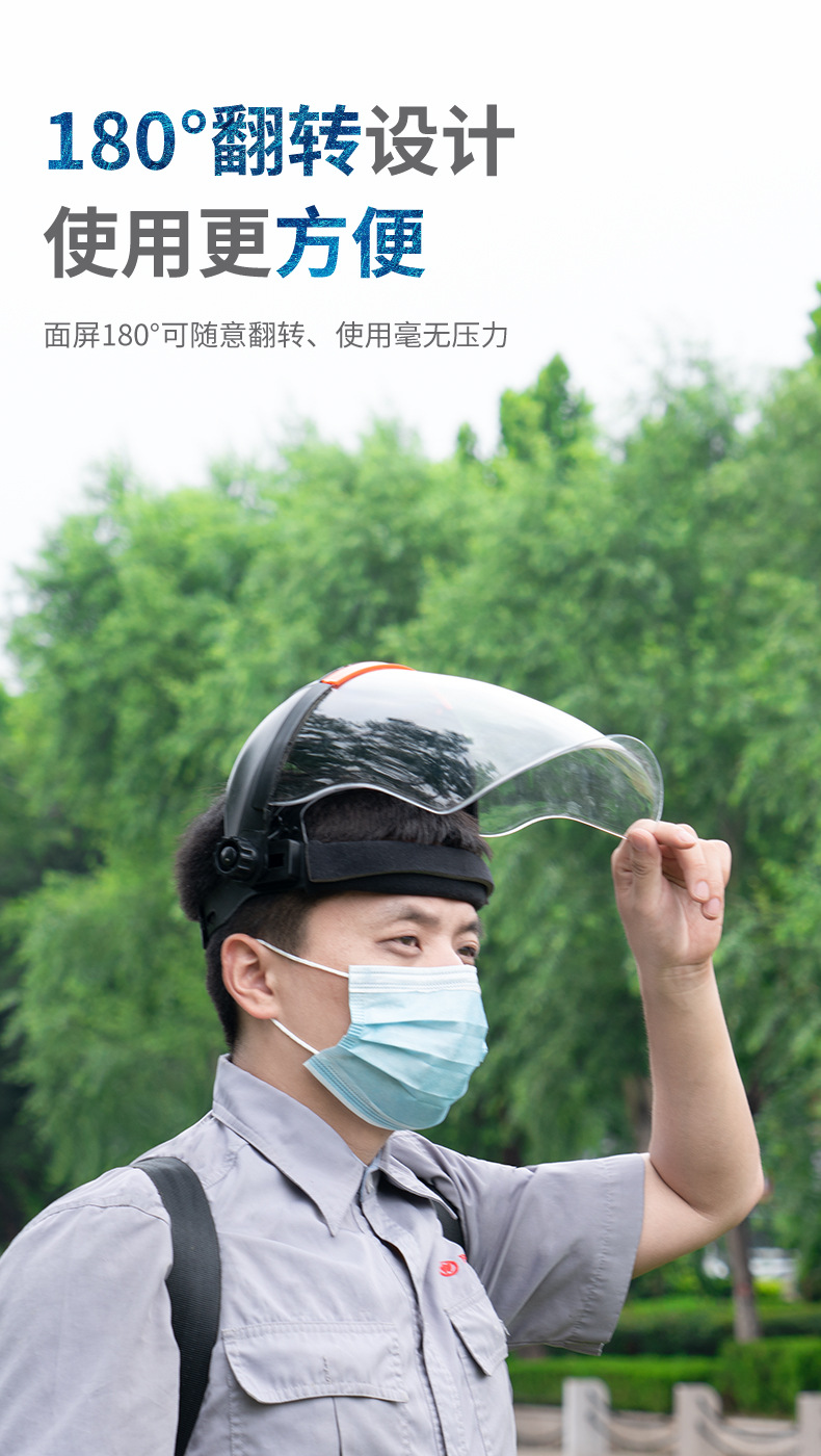 打喷农药防护面罩头盔防雾护颈头戴式割透明面屏安全帽支架隔热