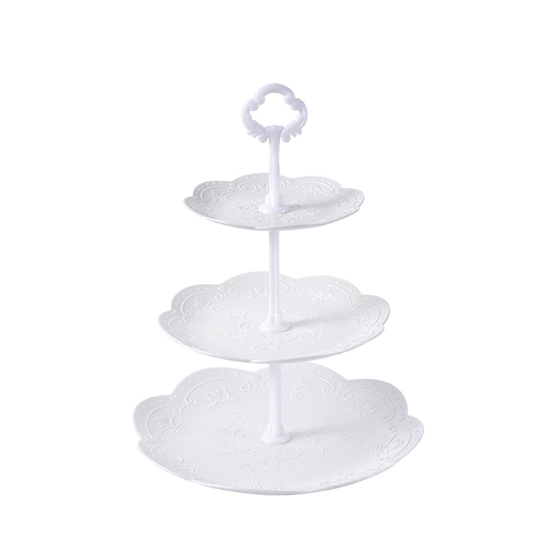 European Fruit Plate Three-Level Light Refreshment Shelf Plastic Wedding Dried Fruit Tray Cake Plate Fruit Plate Cake Stand Birthday Candy Plate