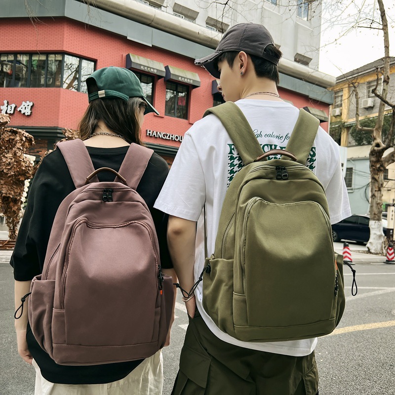 Canvas Backpack 2023 New Korean Style Retro Large Capacity Carrying Backpack Junior High School Student High School and College Student Schoolbag