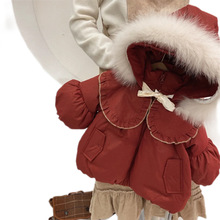 女童棉服冬季2023新款韩版童装女宝宝洋气儿童红色连帽过年服棉衣