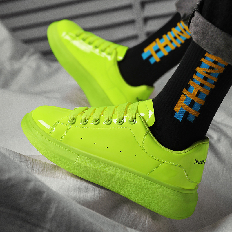 潮牌小众鞋子2022年新款春季麦昆荧光绿板鞋男鞋网红爆款百搭潮鞋