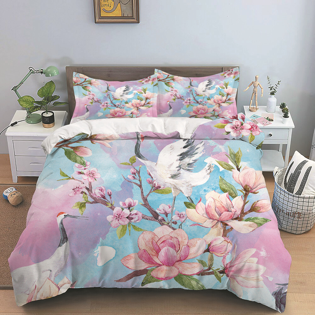 Cross-Border Bed Three-Piece Set Custom Home Textile Quilt Cover Pillowcase Printing Bed Sheet Fitted Sheet Manufacturer