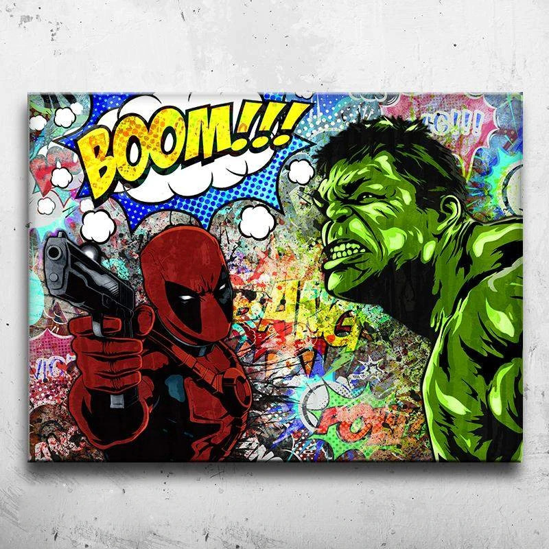 漫威复仇者联盟超级英雄帆布画 超人墙壁油画家居画芯无框装饰画
