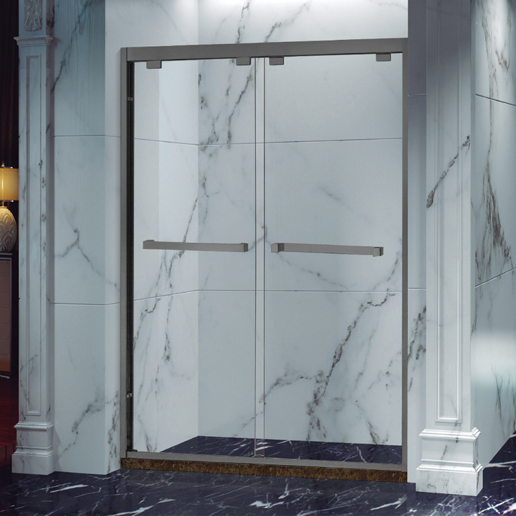 淋浴房双移门一体卫生间浴屏隔断干湿分离浴室洗澡间一字型可定制