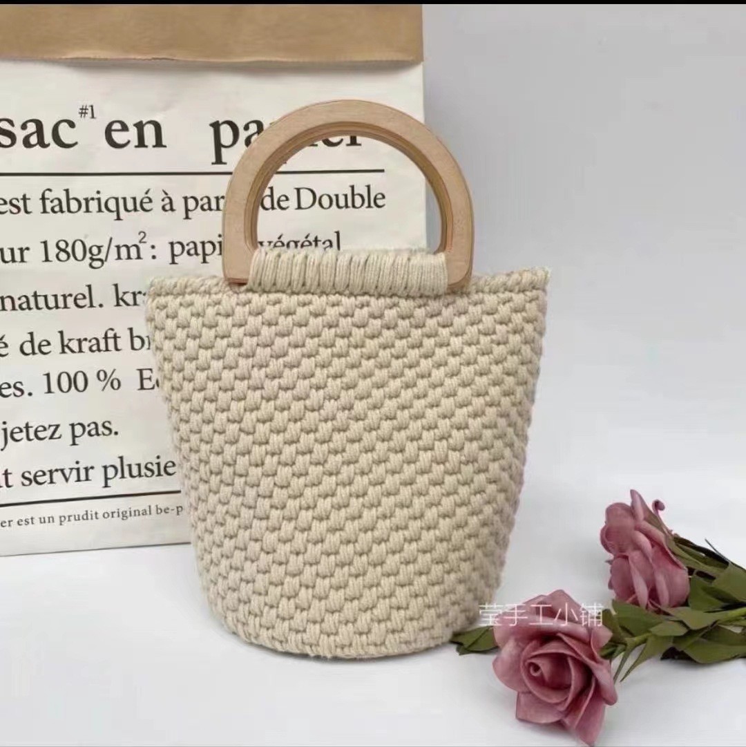 郁金香包包编织法式复古花朵钩针手工棉线diy材料包毛线包手提包