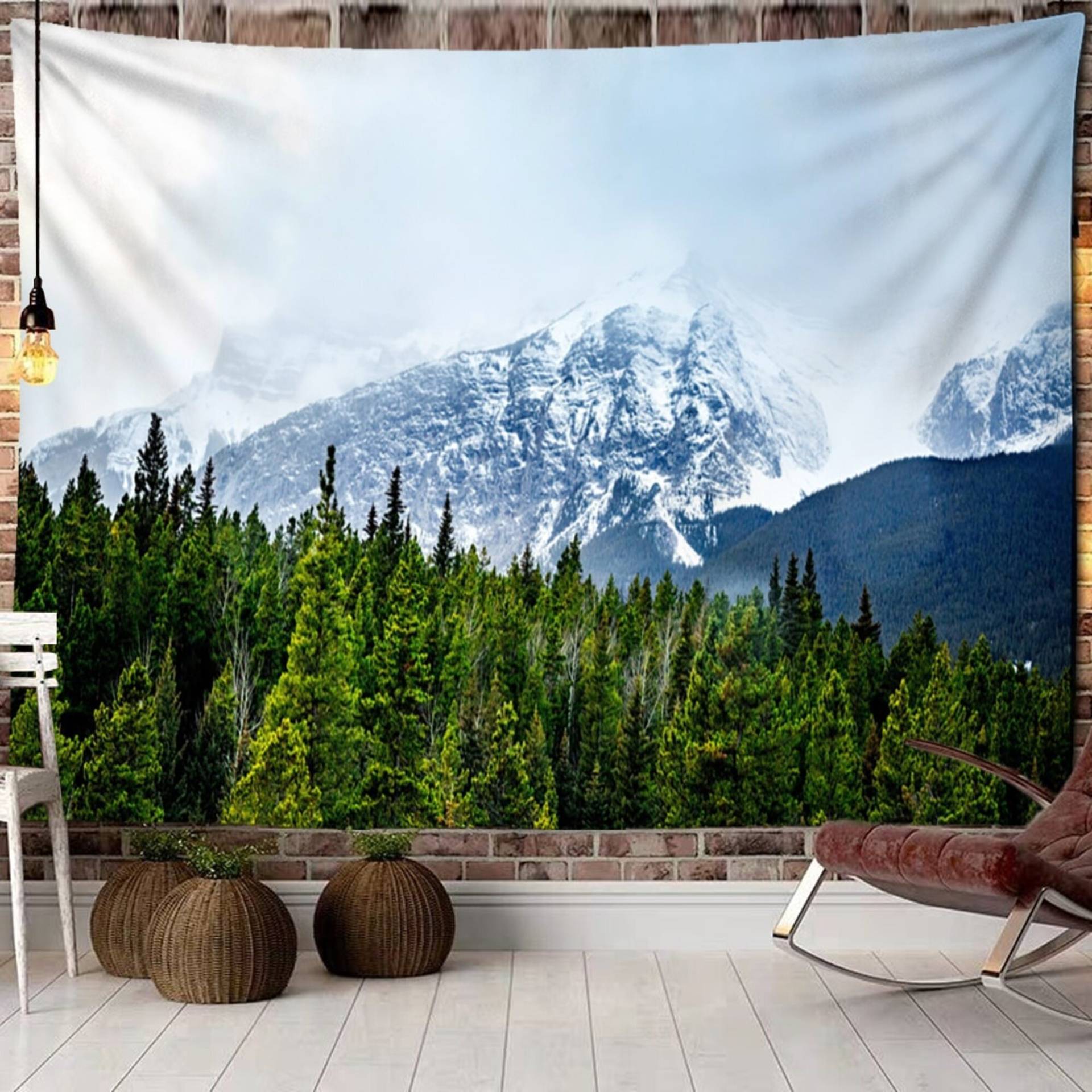 2023款数码印花风景画装饰挂毯直播背景布ins风挂布壁毯来图可做