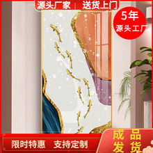 现代简约玄关装饰画走廊过道竖版九鱼图挂画客厅酒店工装晶瓷挂画