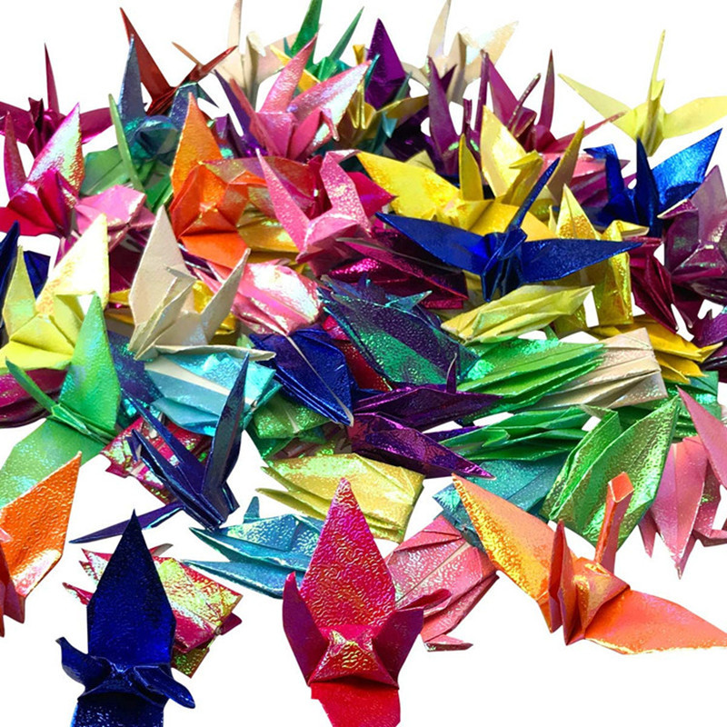 珠光千纸鹤折纸成品批发纸鹤串送同学毕业店铺创意礼物折纸装饰