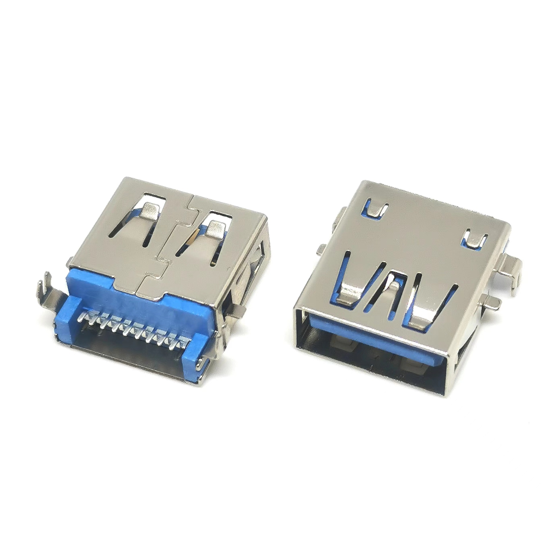 usb 3.0 af母座 9pin 沉板贴片smt 板上3.5 带翅膀 鱼叉脚 直边