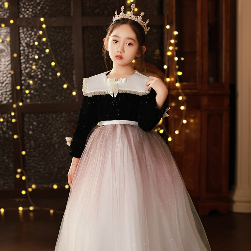 花童婚礼小女孩礼服儿童渐变色演出服主持婚纱钢琴演奏女童公主裙