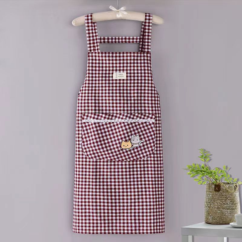 Simple Apron Female Household Kitchen Oil-Proof Cooking Baking Fashion Apron Adult Work Clothes