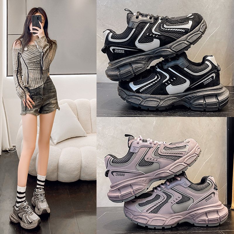 欧洲站复古老爹鞋子厚底休闲运动鞋女鞋网红时尚休闲跑步单鞋代发