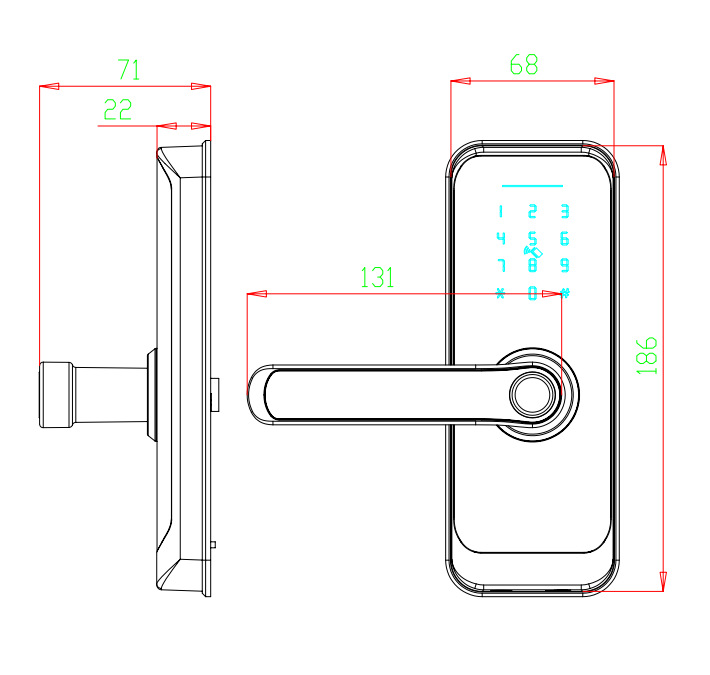 Fingerprint Lock Graffiti Spanish Smart Horn Lock Tuya Mobile Phone Remote Fingerprint Fire Door Channel Induction Lock