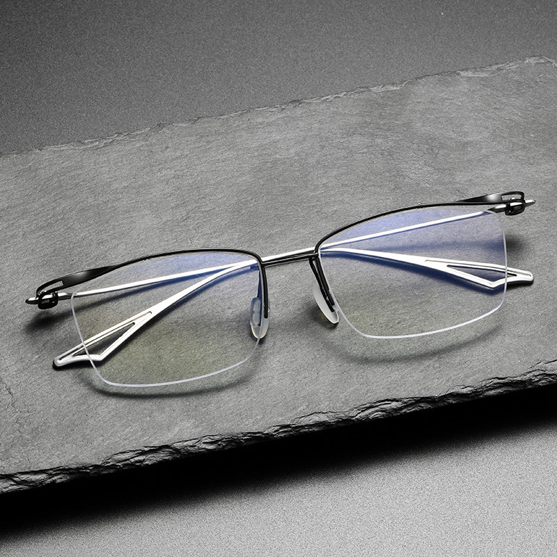 纯黑色眼镜框 纯钛设计师增川崎同款永act-four日系手工近视镜 男