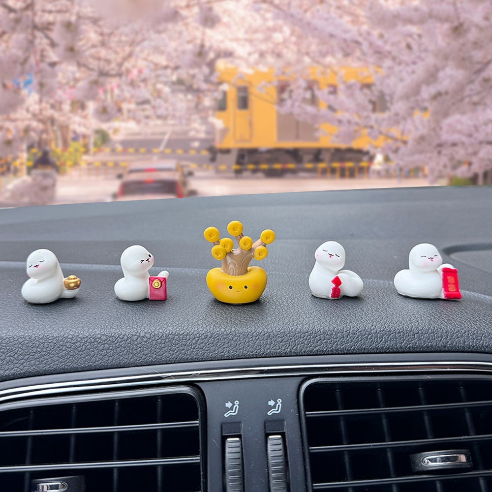 2025 cartoon cute snake year pachira macrocarpa car decoration dashboard screen decoration desktop decoration car ornament