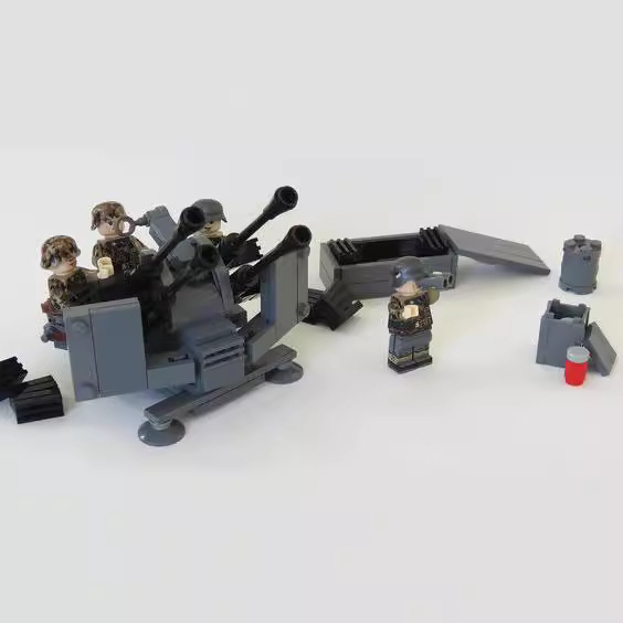 军事系列二战德军高射炮防守大炮模型拼装玩具兼容乐高moc套装