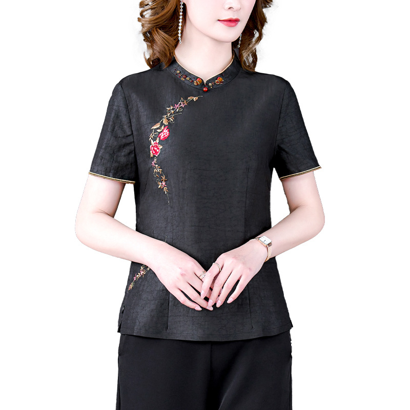 Turtle Crack Silk Top for Women 2023 Spring and Summer New Retro Fashion Elegance Mulberry Silk Small Shirt