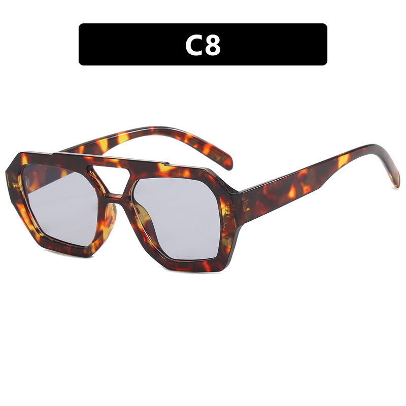 Cross-Border European and American Double Beam Irregular Sunglasses 2023 New Retro Stylish Sunglasses Internet Celebrity Fashion Sunglasses