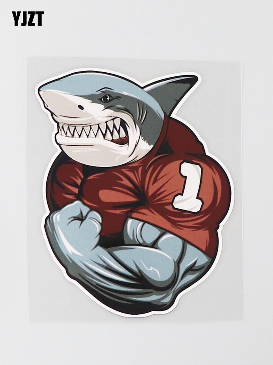 一号强壮肌肉鲨鱼 创意卡通运动动物车贴纸 个性潮贴 cs9243