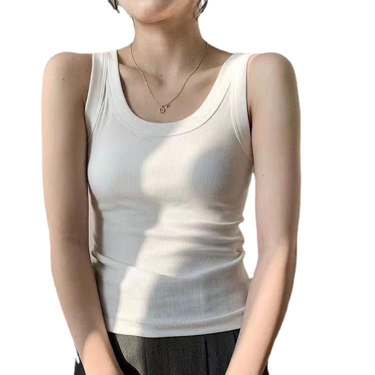 Hot Sale Popular Thread Camisole Women's Spring and Summer Outer Wear Inner Wear Sleeveless Slim T-shirt Top Regular Base