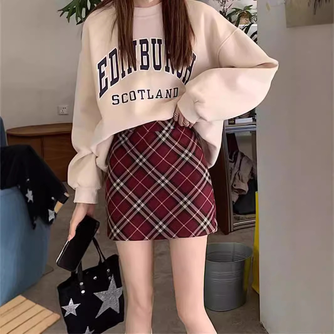 半身裙女大码秋冬装温柔气质a字裤微胖妹妹高腰显瘦少女感短裙子