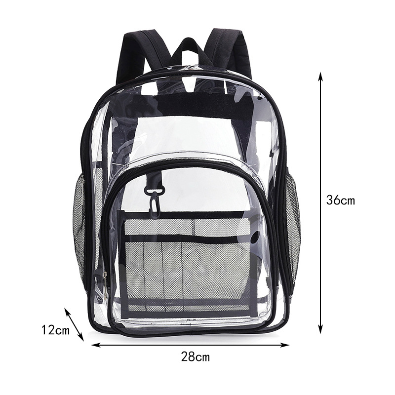 Cross-Border Hot Selling Transparent Backpack Waterproof PVC Buggy Bag Large Capacity Student Schoolbag Men's and Women's Backpacks Customizable