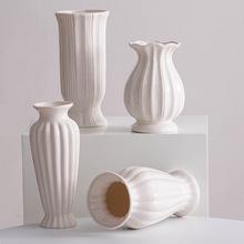 感大花瓶摆件家居创意宽美式客厅白色插花北欧简约玫瑰陶瓷口