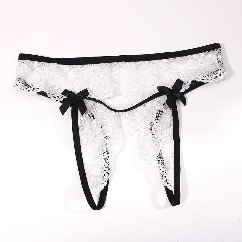 外贸开裆裤免脱情趣蝴蝶结女内裤透明开叉低腰无痕火辣超薄三角裤