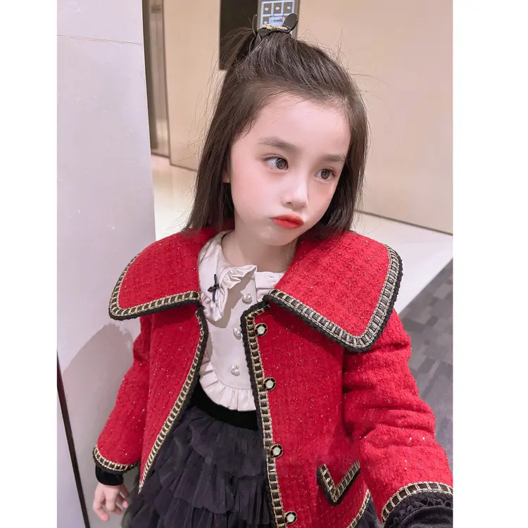 非常鱼儿 冬款女童小香风外套 短裤两件套送蝴蝶结 we1098-阿里巴巴