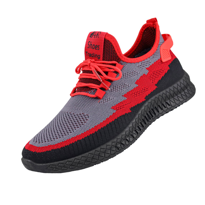 Cross-Border New Arrival Casual Men's Shoes Breathable Flying Woven Wild Running Sports Shoes Men's Trendy Comfortable Factory Wholesale