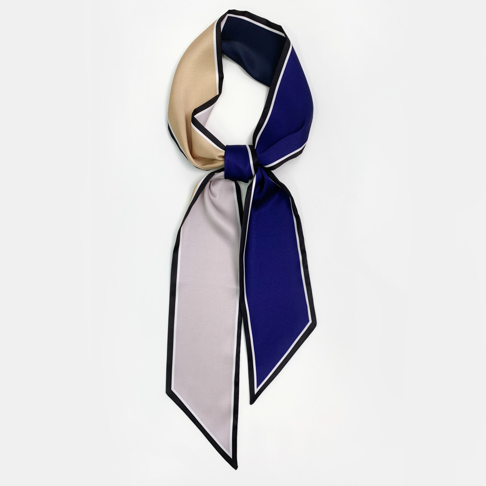 European and American New Geometric Artificial Silk Ribbon Versatile Simple Vertical Striped Scarf with Shirt Suit Neck Protection Scarf