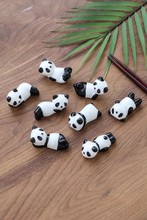 创意陶瓷熊猫筷子架家用笔托创意可爱动物筷托桌面餐具架筷枕勺托