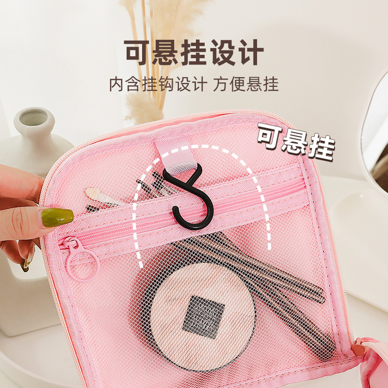 New Large Capacity Ins Style Cartoon Cosmetic Bag Portable Hook High Sense Travel Storage Bag Wash