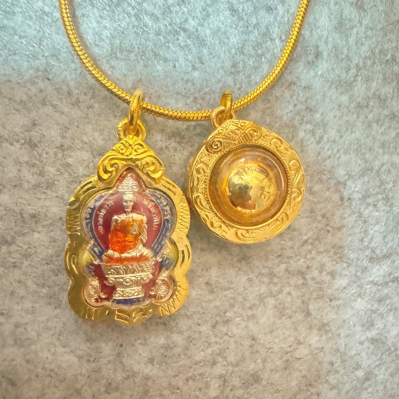 泰国佛牌 迷你龙婆瑞 吸米星意大利金 项链三件套-阿里巴巴