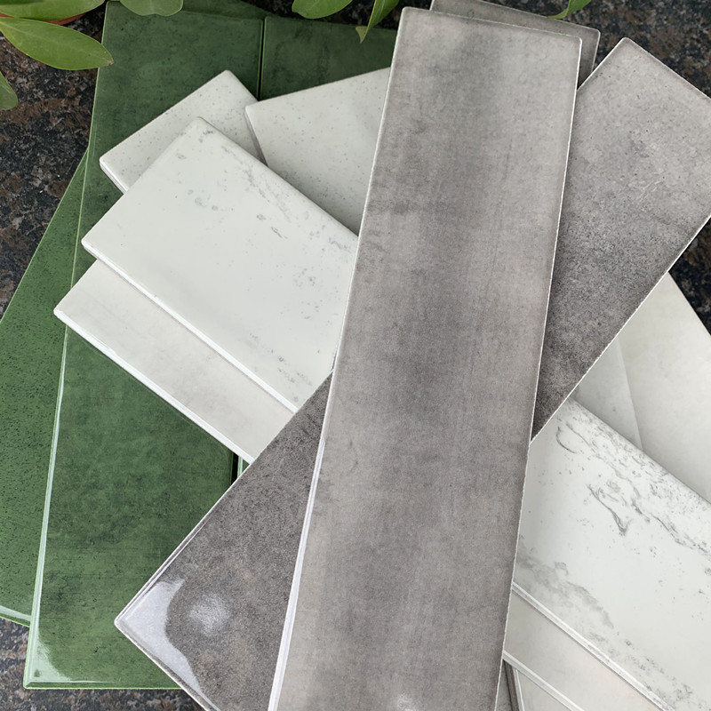 73*300长条砖旧时光系列亮面墨绿水墨灰色灰白色设计内墙砖吧台