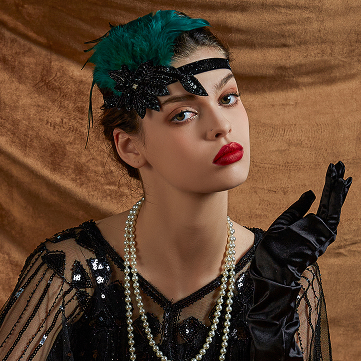 亚马逊盖茨比1920s复古羽毛发带新娘舞台表演酒会发饰万圣节头带